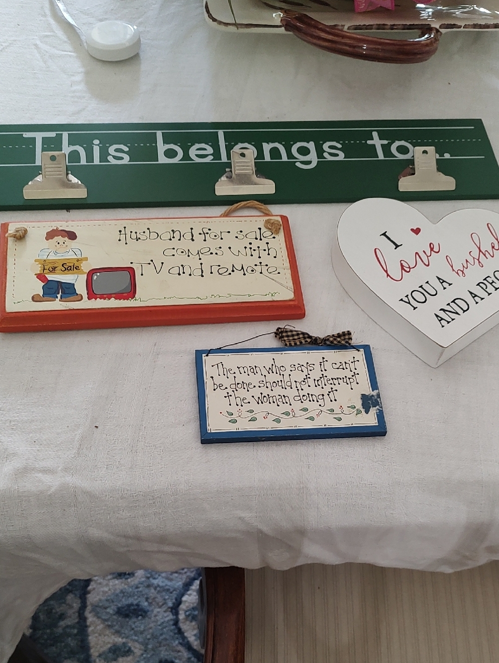 Four Wooden Hanging Signs